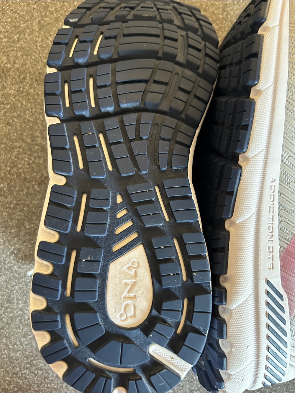 Brooks White Running Shoes with Pink Accents and Navy Collars - Picture 4 of 9